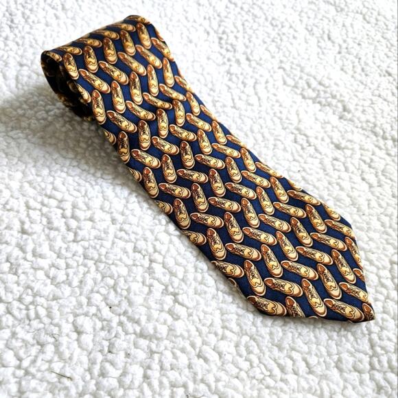 Brooks Brothers Other - Brooks Brothers Makers‎ Tie - Blue And Brown With Shoes - Made In USA 100% Silk